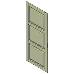 Bouwtekening-render van een paneeldeur met drie panelen