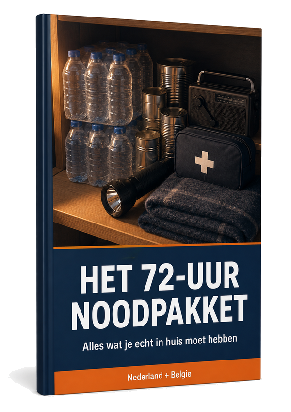 De gids Het 72-uur Noodpakket, met de Nederlandse en de Belgische editie